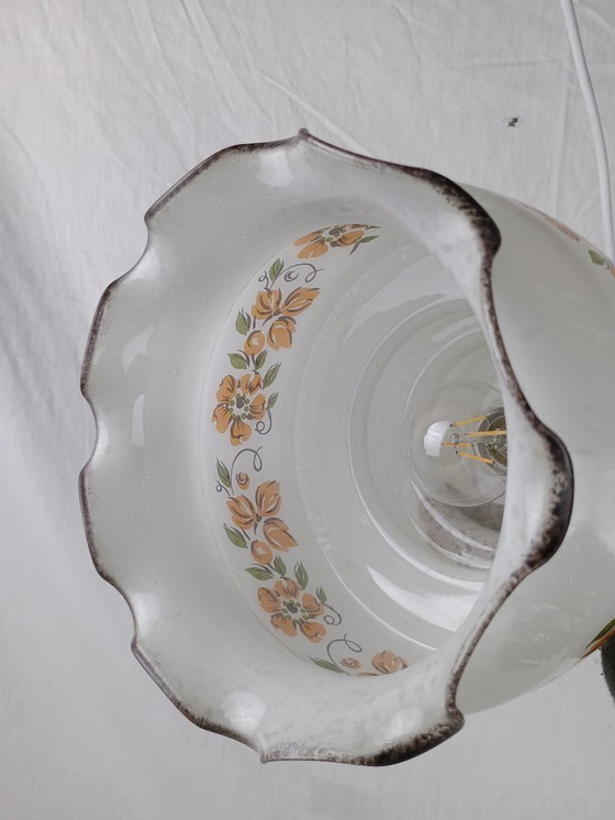 Image 1 of Lampada a sospensione Venini Vetro bianco testurizzato Fiore Mid Century VENINI Soffitto opalino