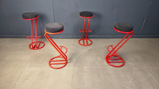 Image 1 of Barhocker im Memphis-Stil, 1980er Jahre – 4er-Set