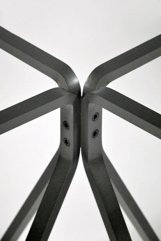 Enzo Mari Round Dinner Table In Glass And Brushed Steel – Driade, Dining tables, polished steel, Metal (photo 3 of 5)