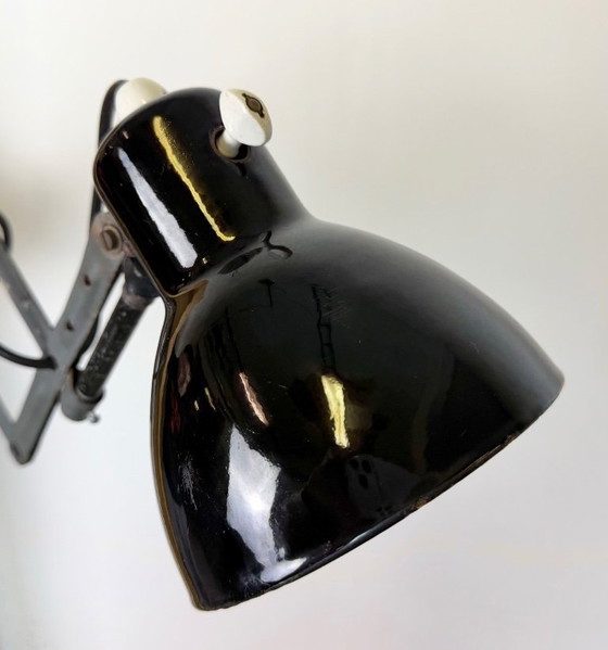 Image 1 of Industrial Black Enamel Scissor Wall Lamp, 1950s