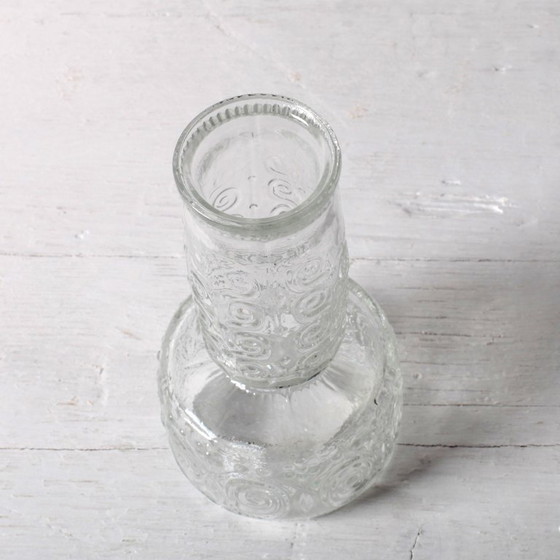 Image 1 of Vintage Mid-century Clear Pressed Glass Vase by Adolf Matura / Rosice / Czech Republic / 1973