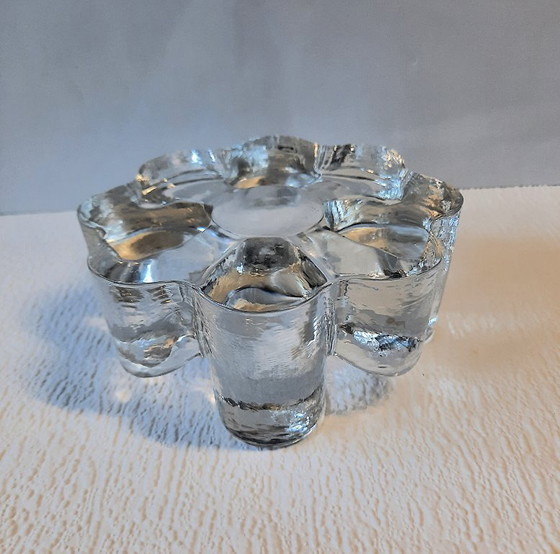 Image 1 of Vintage Georgshütte Glasdesign Theepotwarmer – IJsglas Rechaud – 15 cm | West Germany 1970