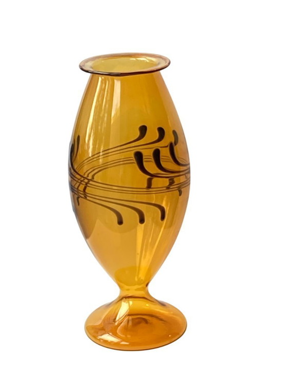 Image 1 of Thuringian glass art Amber vase from Lauscha