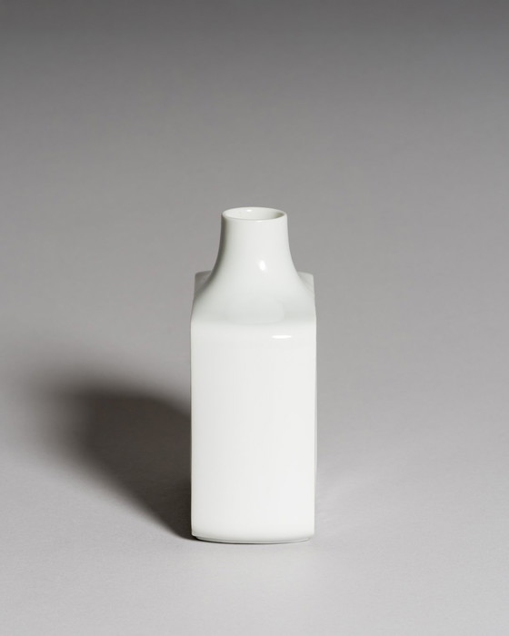 Image 1 of Architectural Pairing: Two White Porcelain Vases by Fürstenberg, West Germany, 1970s