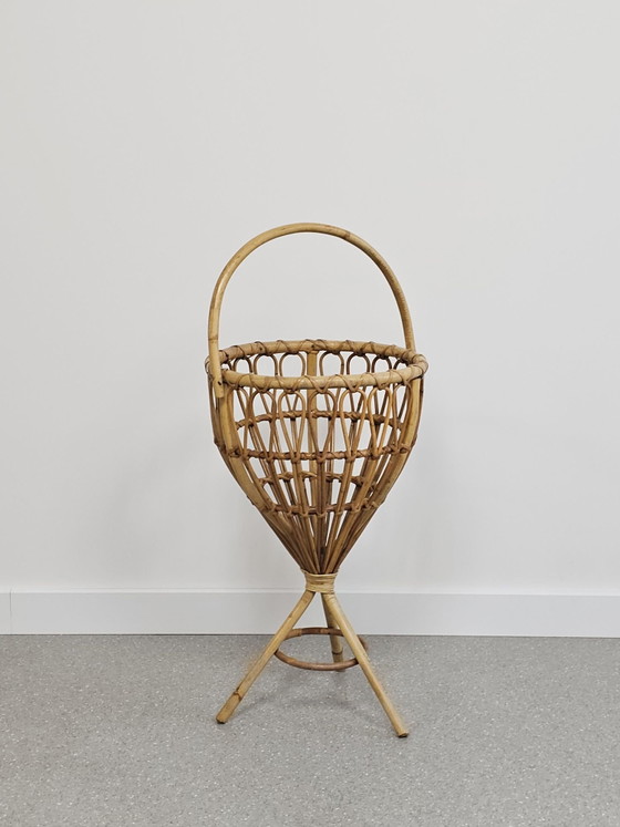 Cesto da cucito vintage in rattan, cesto per lavori, Porta piante, Beige (foto 2 di 11)