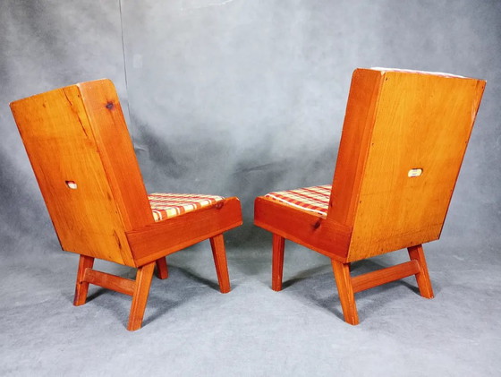 Image 1 of 2 Brutalist Armchairs By Krasna Jizbà, Vintage Czech 1960S