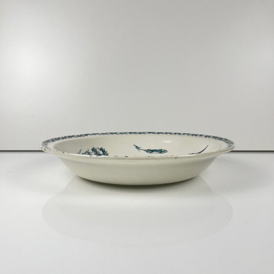 Image 1 of Low salad bowl with rim, "Oeillet" pattern, KG Lunéville, ironstone, 19th century