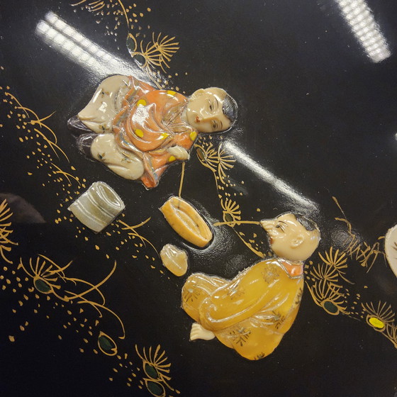 Image 1 of Vintage chinese salontafel / oosterse tafel (diameter:75cm)  Aziatische salontafel/ Bohemian salontafel/ koffietafel 