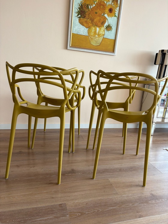 4 Kartell design chairs ocher yellow, Dining chairs, Plastic (photo 7 of 10)