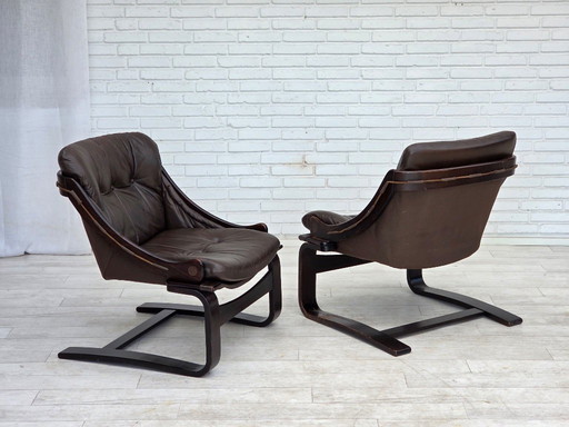 1970s, Swedish design by Åke Fribytter, armchair, furniture leather.