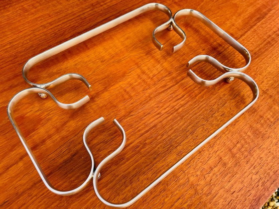 Image 1 of Art Deco, vintage, verzilverde onderzetter uit Italië, jaren 1940