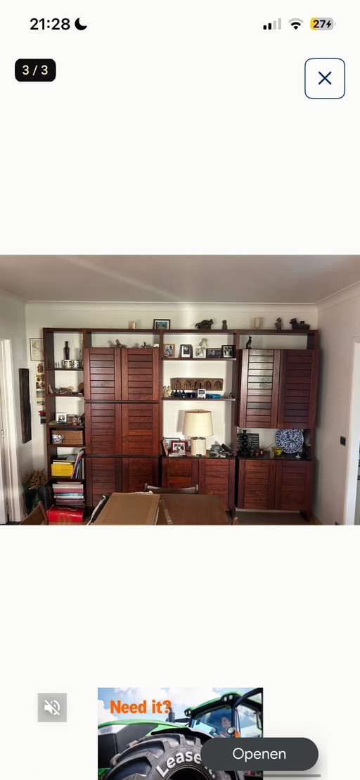 Modulair wandrek vintage Deens design palissander hout – wandkast, Wood (photo 2 of 5)