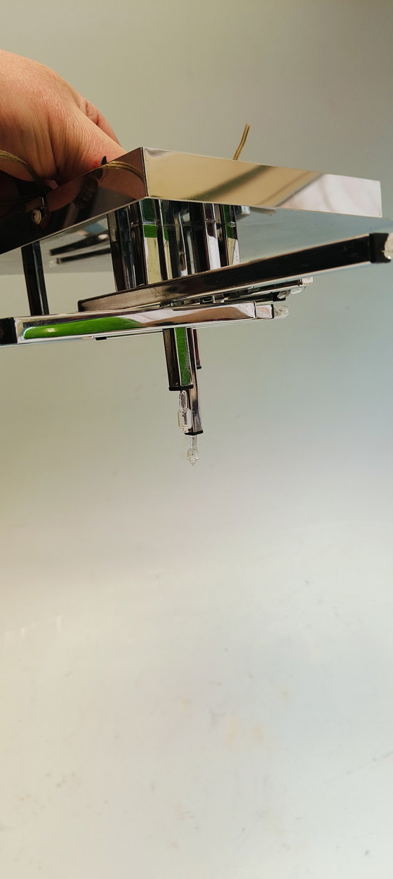 Image 1 of Modernist chrome sofa Germany halogen ceiling lamp from the 1980s in the style of Sciolari