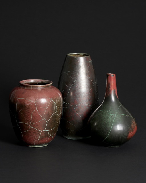 Vase Trio: RICHARD UHLEMEYER Duo & Paul Dresler 40's-50's German Pottery MCM 
