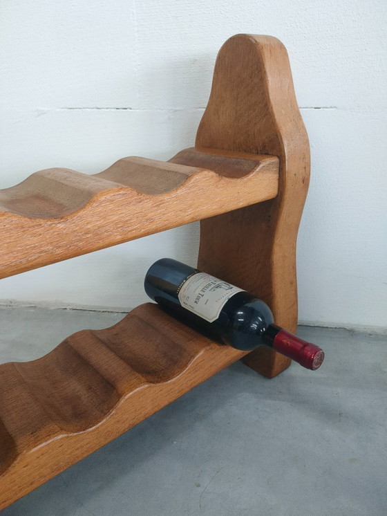 Image 1 of Vintage Brutalist/Scandinavische (style) eiken wijnrek /designobject