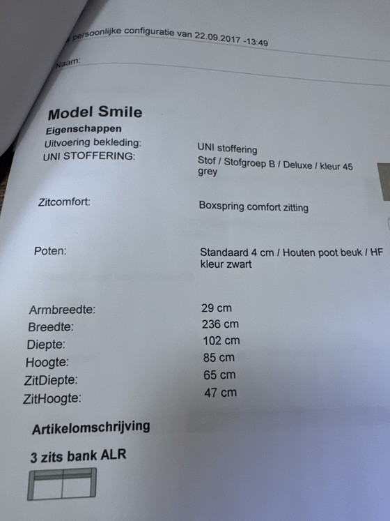 3 Zits Bank Model Smile – Montèl, Banken, Textile, Wood (photo 8 of 8)