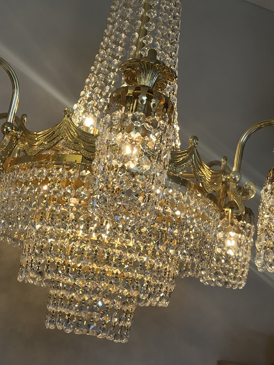 Image 1 of Grande lampadario in cristallo SWAROVSKI foglia oro