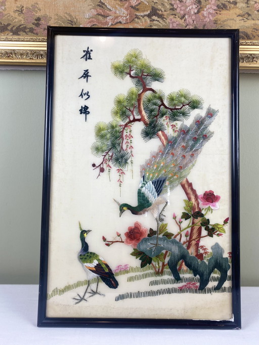 Antique silk thread painting