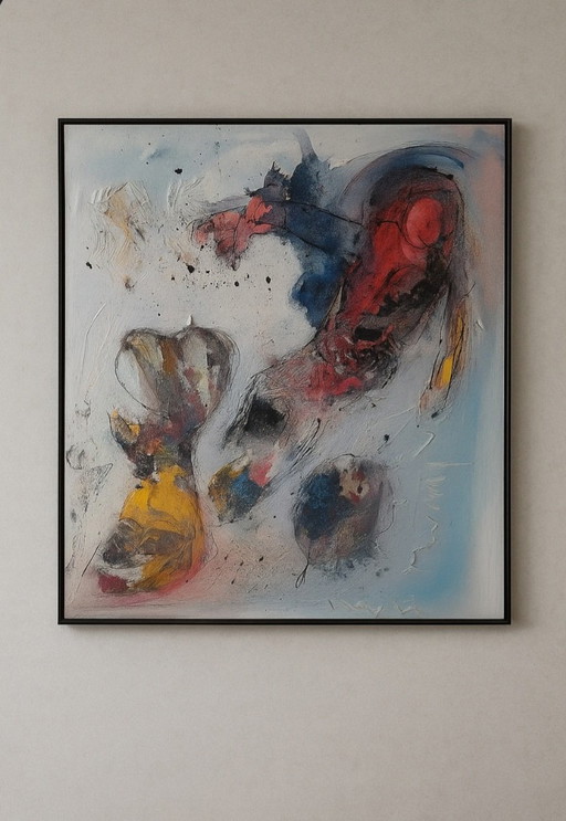 Patinage peur blanche,abstrait,mixed media