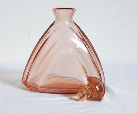 Image 1 of Vintage Art Deco Pink Rosalin Glass Decanter with Stopper | 1930s