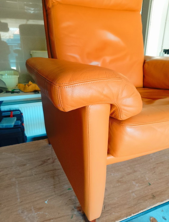 Image 1 of Twee club durlet zetels - relaxzetel- vintage model - cognac -rundsleer