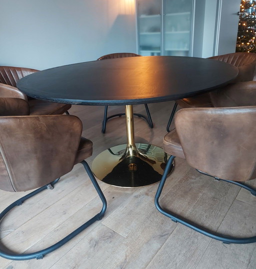 Richmond Interiors runder Tisch, schwarz-gold