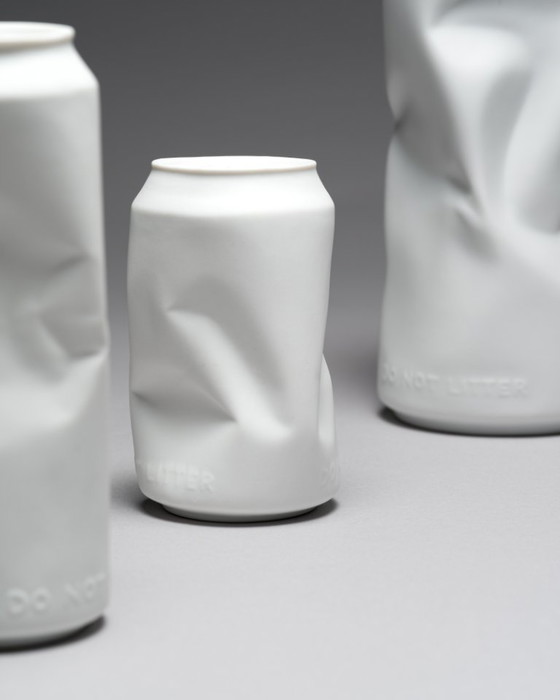 Image 1 of "Do Not Litter" Rosenthal Studio-Line Tin Can Vase TRIO 20cm 14cm 10cm Coca-Cola