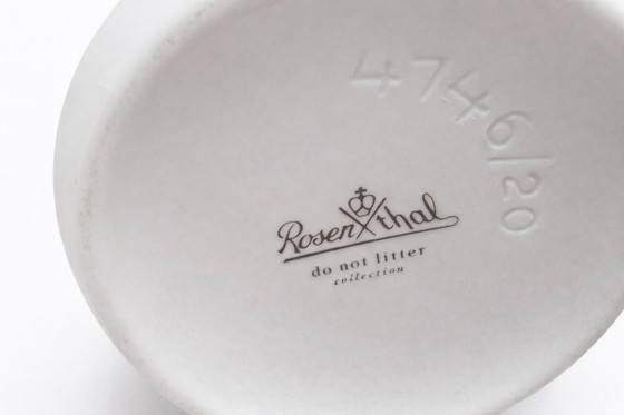 Image 1 of Post-Modern Rosenthal Vase Germany "Do Not Litter" Porcelain Can Vessel