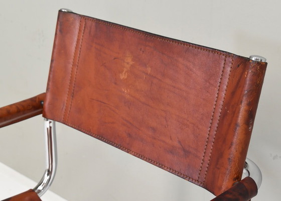 Image 1 of Chaise Mart Stam S34 en chrome et cuir selle par Fasem – années 1970