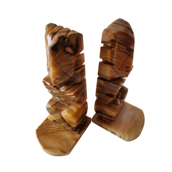 Image 1 of Vintage marble Aztec Maya bookends