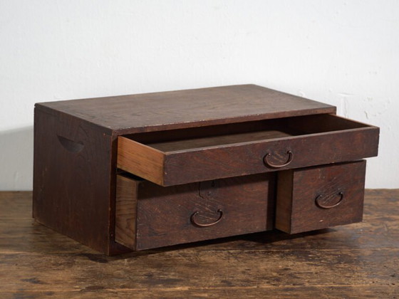 Antique Japanese Desk Chest with Three Drawers – Meiji / Taishō Period (c. ) (photo 18 of 40)