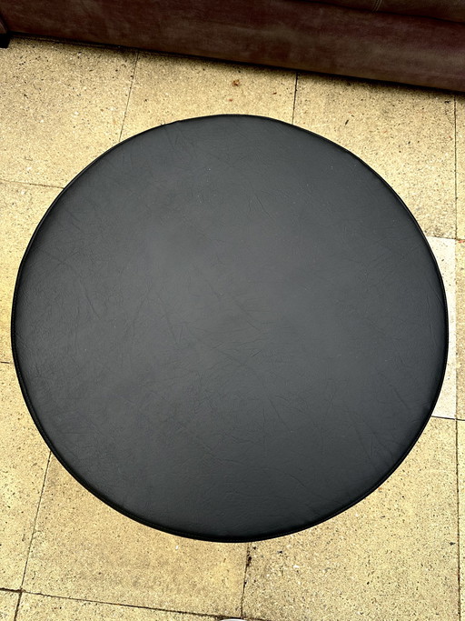 (Nuovo) Pouf nero fatto a mano (effetto pelle)