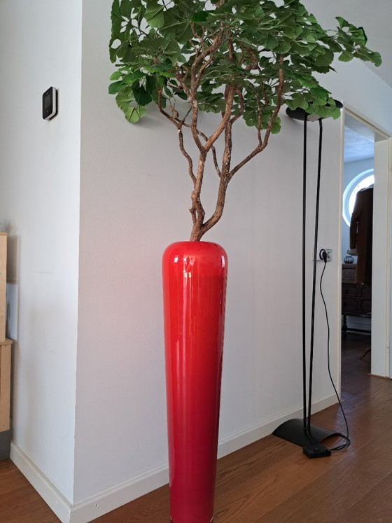 Image 1 of Beautiful Slender Red Glass Vase