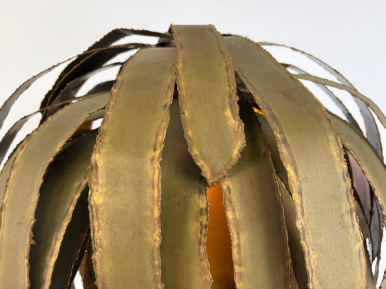 Lampadaire palmier en laiton de Maison Jansen, années 1970, Métal, Bois, Doré, Hollywood Regency (photo 3 sur 13)