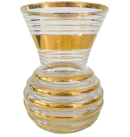 Art Deco Booms glass The rupel vase gilded gold 1930's