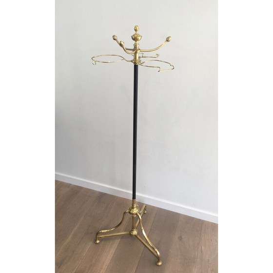 Image 1 of Vintage brass and black lacquered metal coat and hat rack, 1900