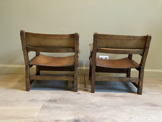 Set van 2 Spaanse brutalistische stoelen – Stoelen / fauteuils, Leather, Metal (photo 3 of 6)