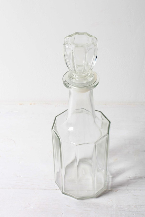 Vintage Italiaanse karaf van helder glas / Gemerkt met “O.R. brevettato” / Patentontwerp uit het midden van (photo 3 of 13)