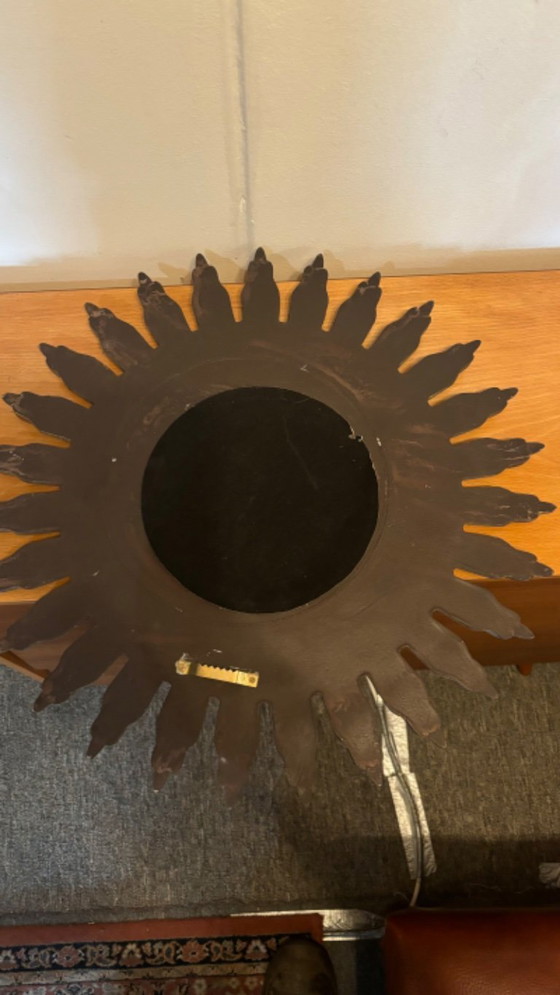Image 1 of Mid-century zonnespiegel hout 