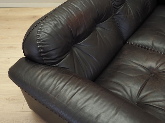 Image 1 of Bruine leren bank, Zwitsers ontwerp, jaren 1970, Vervaardiging: De Sede