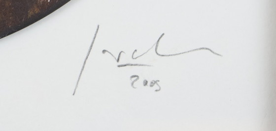 Image 1 of Oliver Jordan (1958) - Portrait de John Lennon - 2005 - Huile sur microsillon - 43 x 43 cm