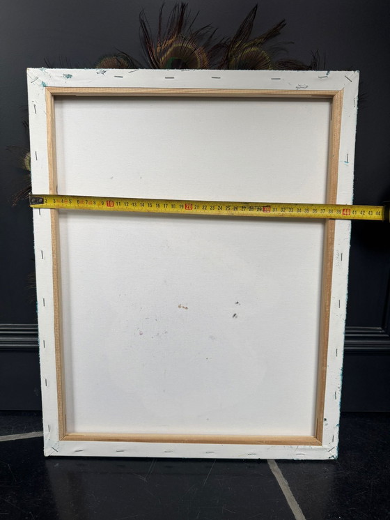 Image 1 of Paon sur toile, technique mixte