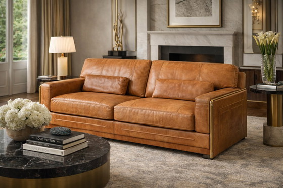 Image 1 of Divano Baxter Arcon – Design italiano – Pelle di bufalo – Cognac