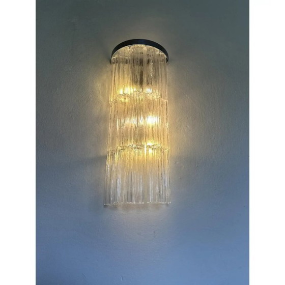 Image 1 of Pair of Contemporary Murano Glass Transparent Trunks Wall Sconces