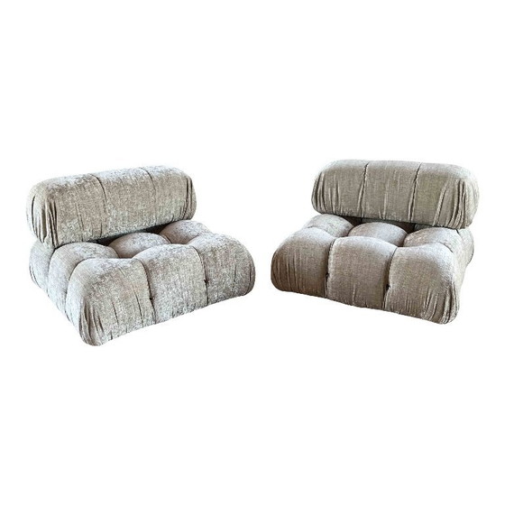 Image 1 of 2x Camaleonda sofa modules by Mario Bellini for B&B Italia in off-white velvet, Italy, 1970s