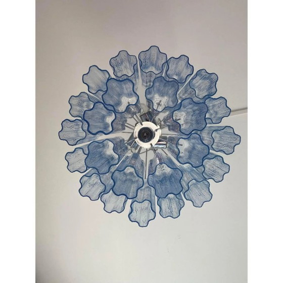 Image 1 of Lámpara de araña Tronchi estilo Murano azul cielo italiano