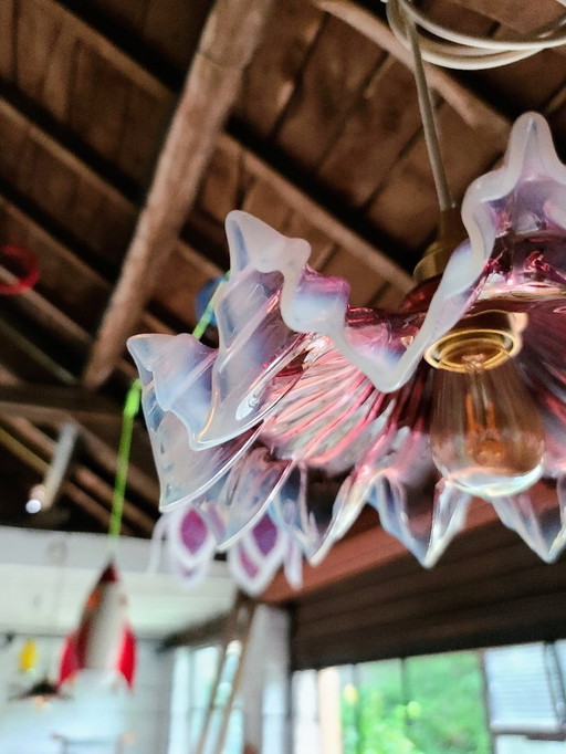 pink opaline glass suspension