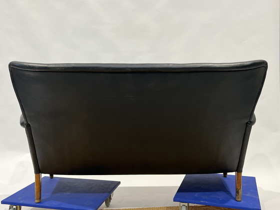 Image 1 of Black Danish Vintage Leather Cocktail Sofa