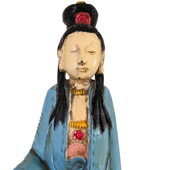 Guanyin chinoise antique (88 cm) – Bois de camphre sculpté à la main Dynastie Qing – Sculptures, Aziatisch (photo 8 of 10)