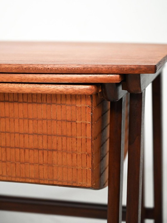 Image 1 of Pair of Scandinavian Nesting Coffee Tables with Yarn Box